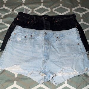Stylish Black and Light Blue Women's Denim Shorts